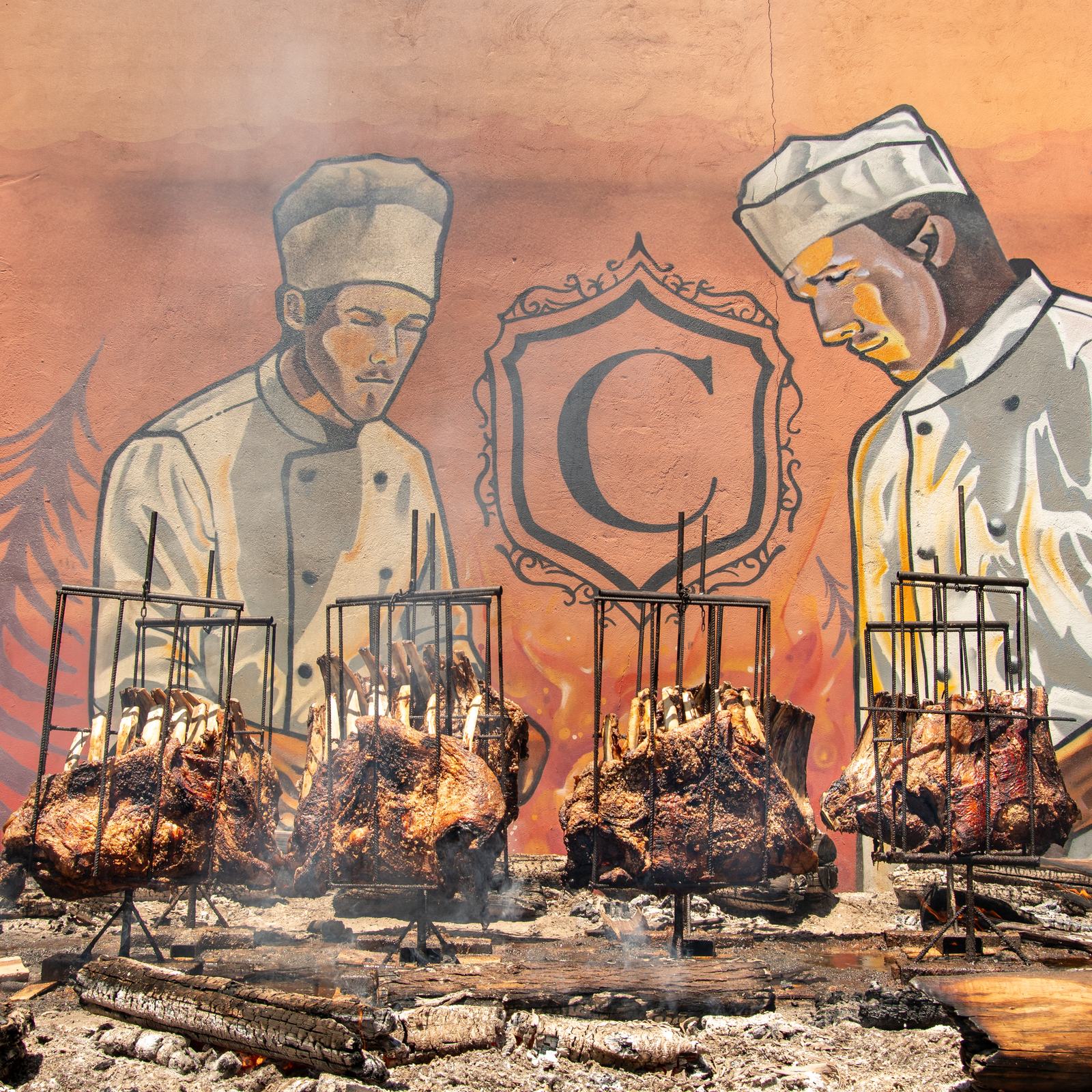 Painel do churrasco de fogo de chão da casa